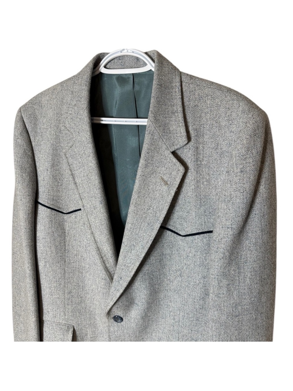 Vintage Grey Wool Blend Sport Coat Blazer Western Rockabilly Dallas Style XL